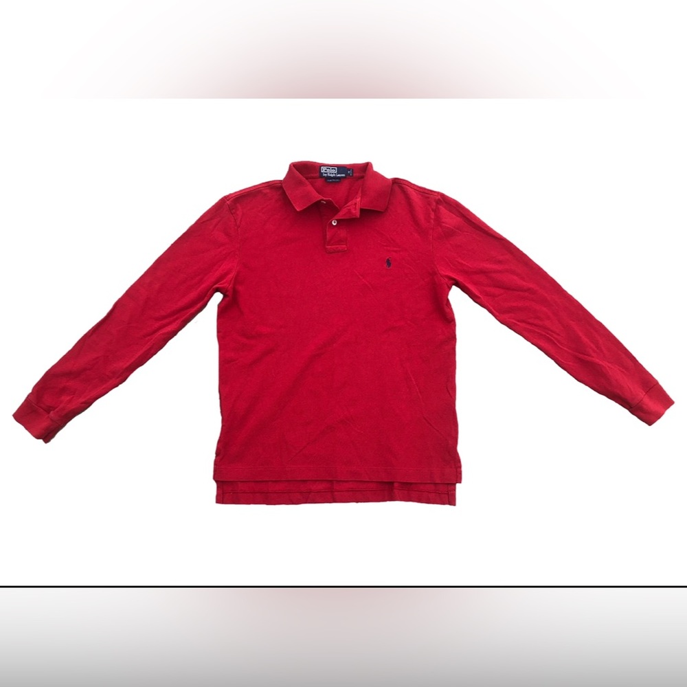 Retro unisex red Polo Ralph Lauren button up long sleeve shirt medium